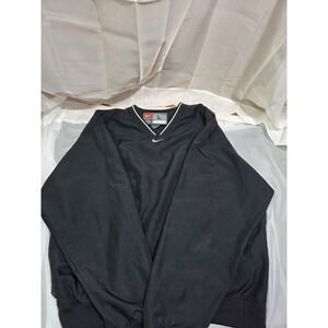 90s Vintage Nike Golf Pullover Windbreaker Large Black White Trim Pockets...